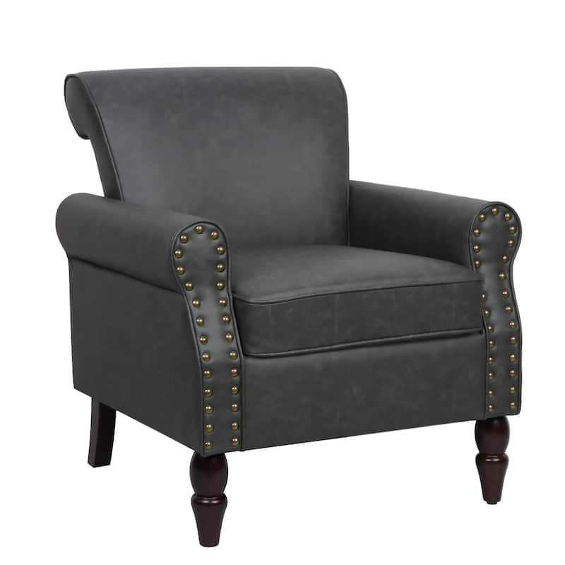 Mid-Century Modern Accent Chairs with Nailhead Trim