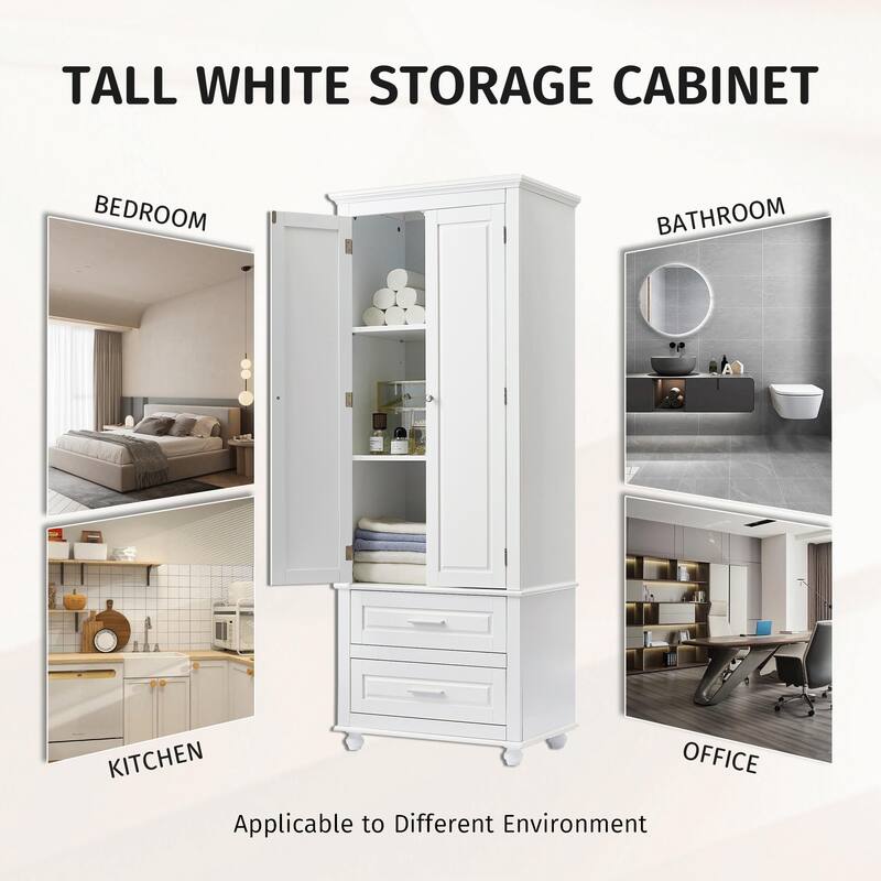 Tall Storage Cabinet with Two Drawers