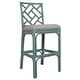 preview thumbnail 60 of 67, Natural Rattan Handmade Chippendale Cushioned Bar Stool by East at Main Seafoam-Green - Bar Height