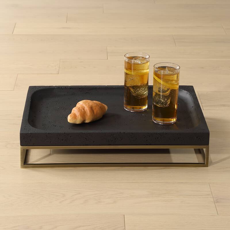 Uttermost Shadowstone Cast Black Tray - 18'' W X 13'' D X 3.5'' H