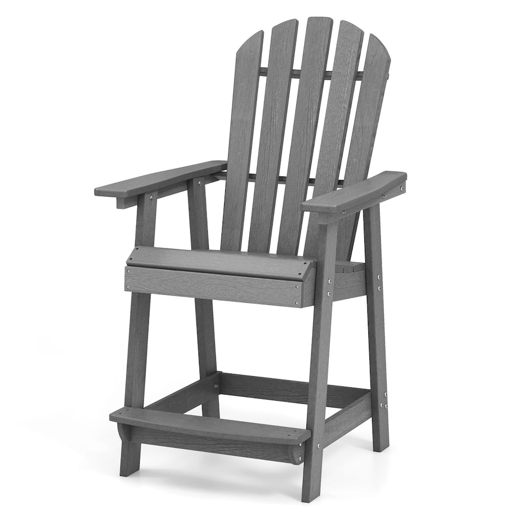 Gymax Tall Bar Stool HDPE Chair w/ Armrest Footrest Home Indoor