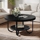 preview thumbnail 2 of 6, 31.1 Inches Brown MDF Round Coffee Table, 2-Tier Industrial Center Table for Living Room Black
