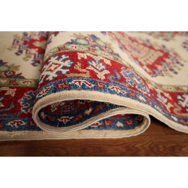 Kazak Oriental Runner Rug Hand-Knotted Traditional Beige Wool Carpet - 2'8" x 25'4"