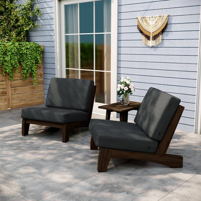 Outdoor Furniture Wood Armless Loveseat Sofa With Cushion