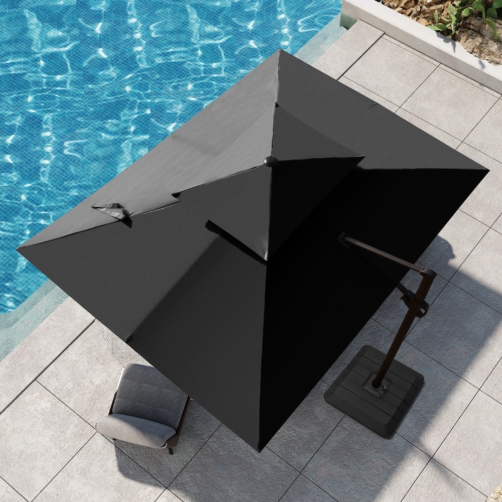 9 FT x 12 FT Outdoor Patio Dual Top Umbrella Cantilever Offset with Premium Base