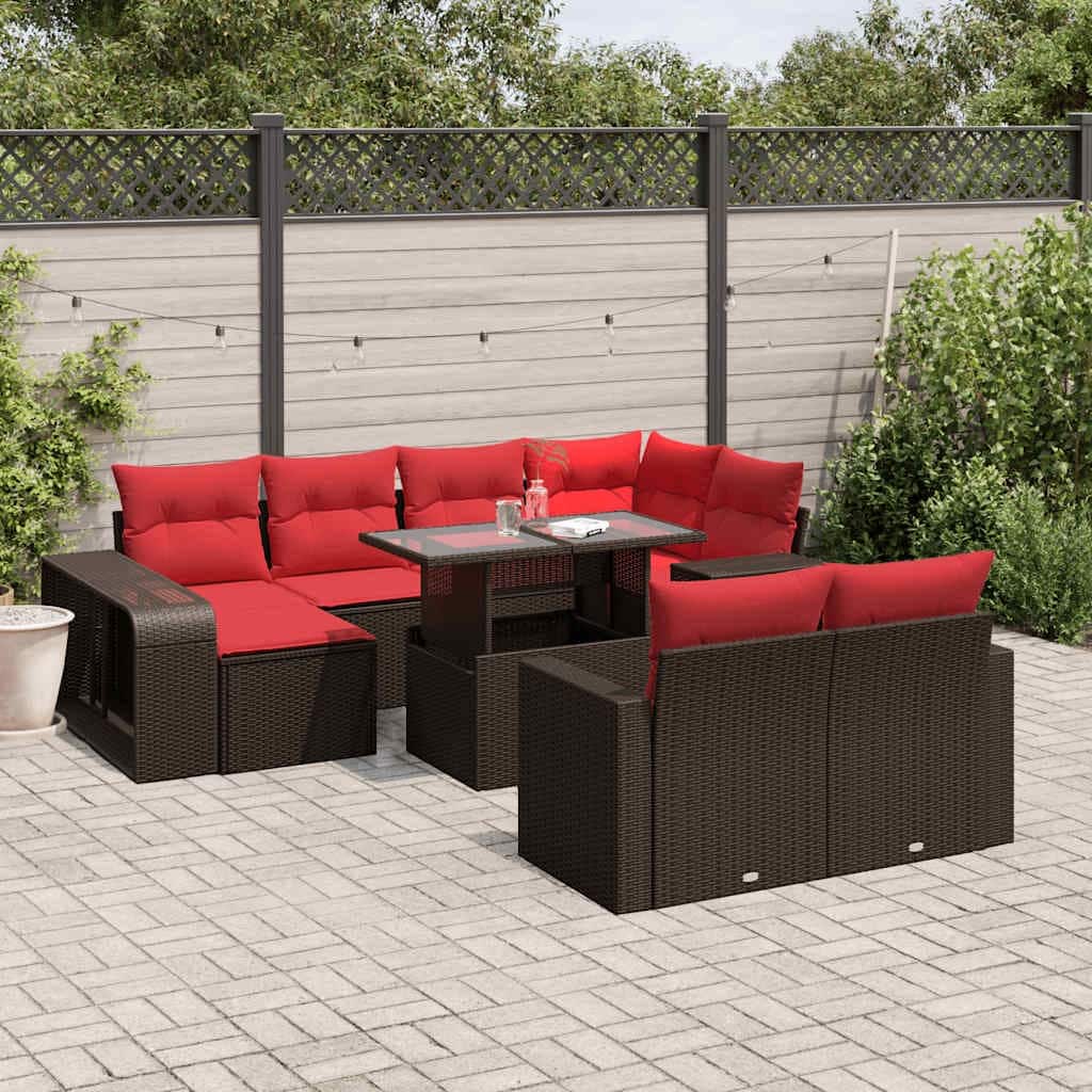 vidaXL Patio Sofa Set with Cushions Table and Couches 11 Piece Poly Rattan