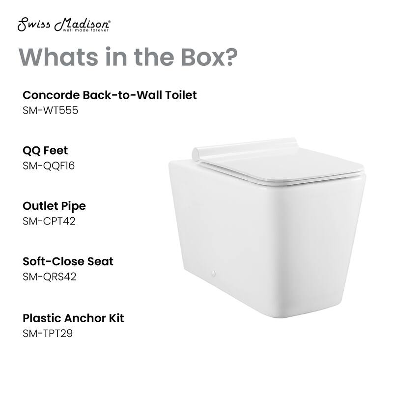 Bastille Back To Wall Concealed Tank Toilet Bowl Bundle In Glossy White - 22.63" x 13.77" 15.94"