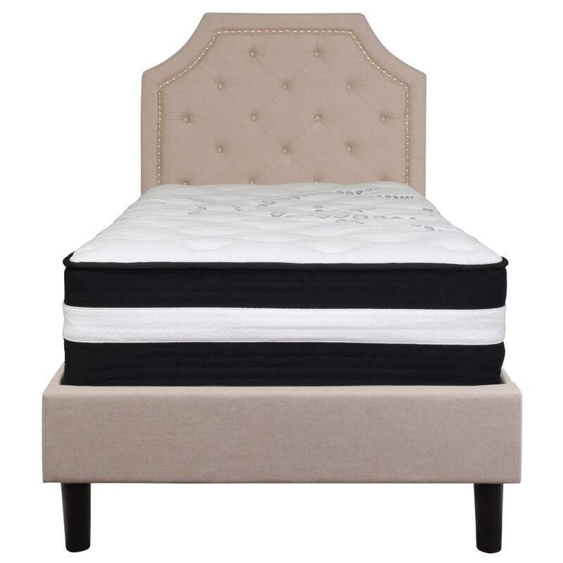 Arched Tufted Upholstered Platform Bed and Pocket Spring Mattress