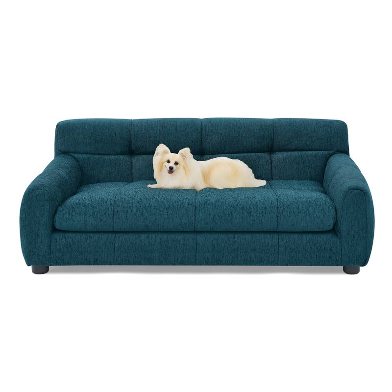Roomfitters Soft Pet Sofa with Backrest and Armrests, Modern Rectangular Dog Couch for Small and Medium Dogs