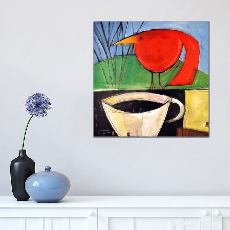 iCanvas "Coffee And Red Bird" by Tim Nyberg Canvas Print - 18x18x1.5