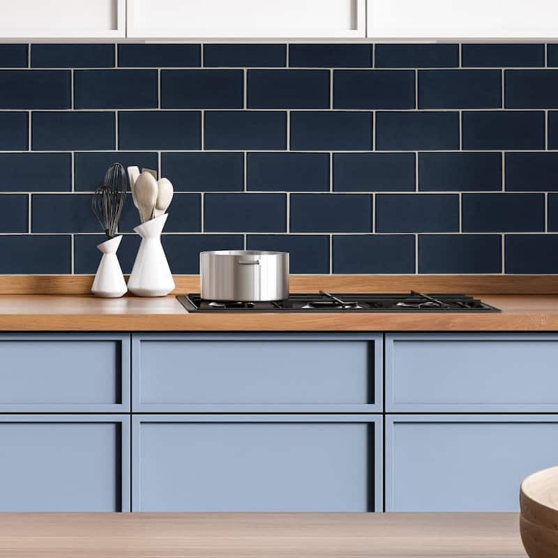 Ackland AKM-G-3X6TL-CA 6" x 12" Glass Solid Wall Tile - Glossy Visual - Kurova