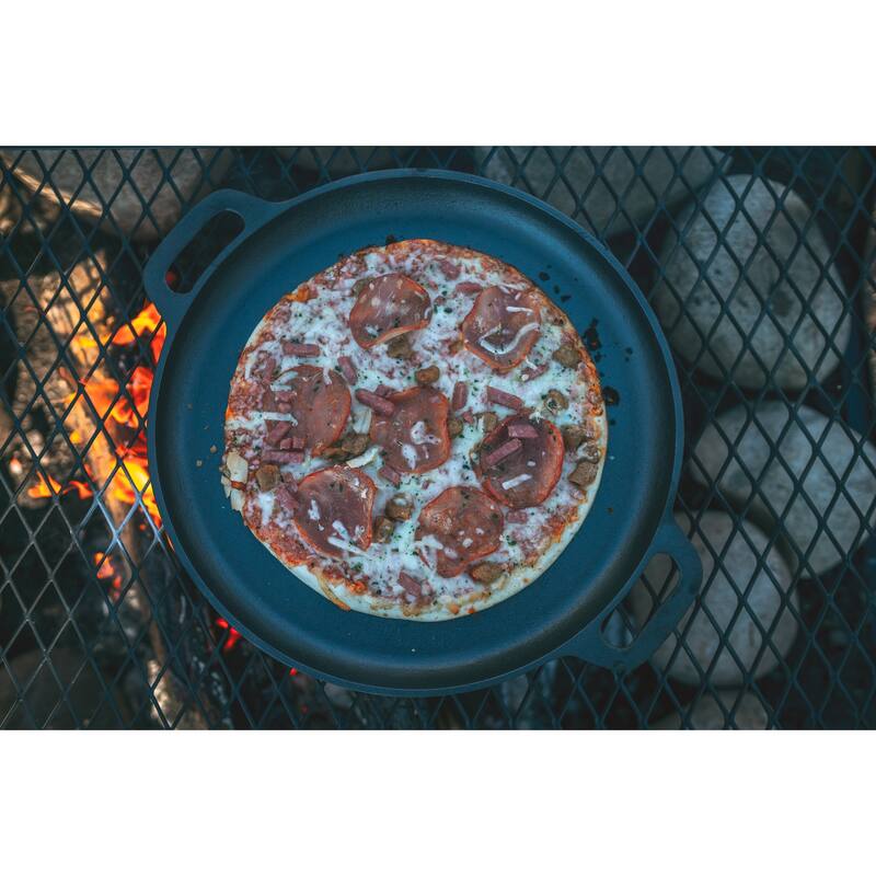 Stansport Pre-Seasoned Cast Iron Pizza Pan - 16.5" L x 13.75" W x 1" H