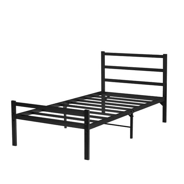 slide 2 of 15, Durable Twin Bed Frame with Heavy Duty Metal Construction Noise Free And Functional Black