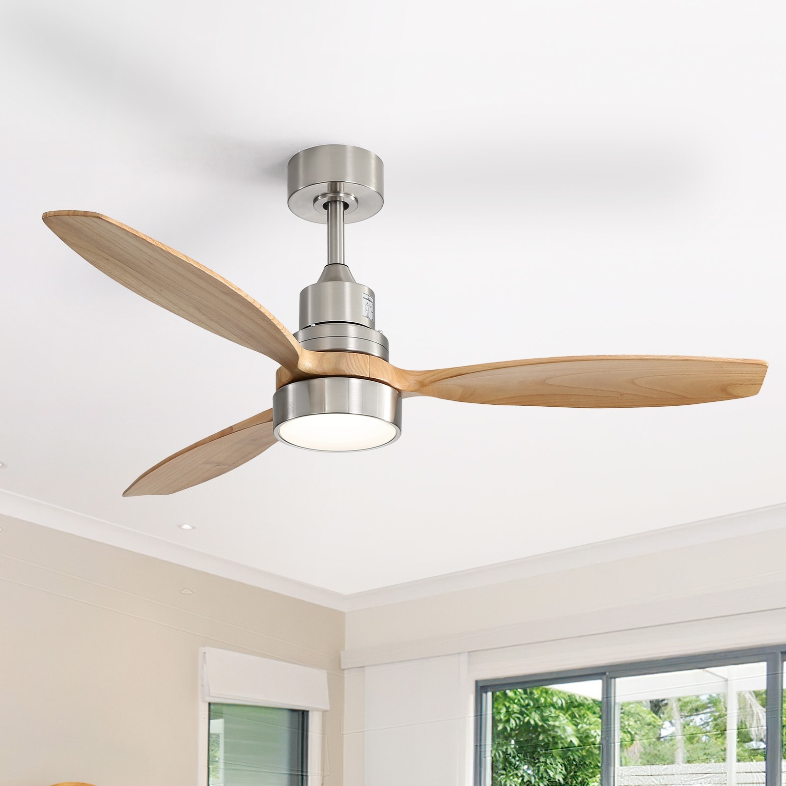 Sofucor 52 Inch Noiseless Ceiling Fan with Dimmable LED Light and Remote, 3 Solid wood Blades,Reversible DC Motor