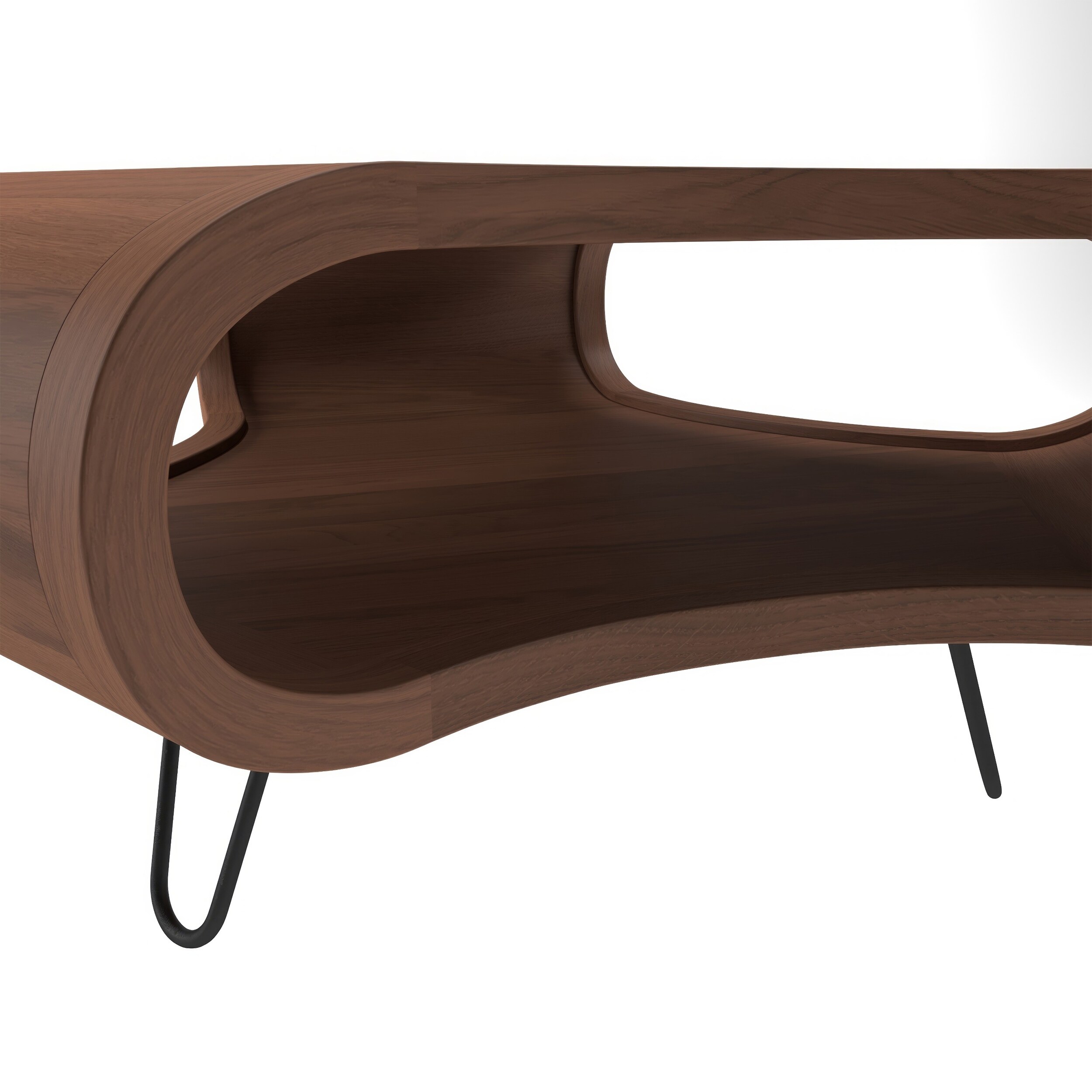 37 Inch Coffee Table, Handcrafted Curved Hexagon Shape with 37 Inch Coffee Table, Handcrafted Curved Hexagon Shape with