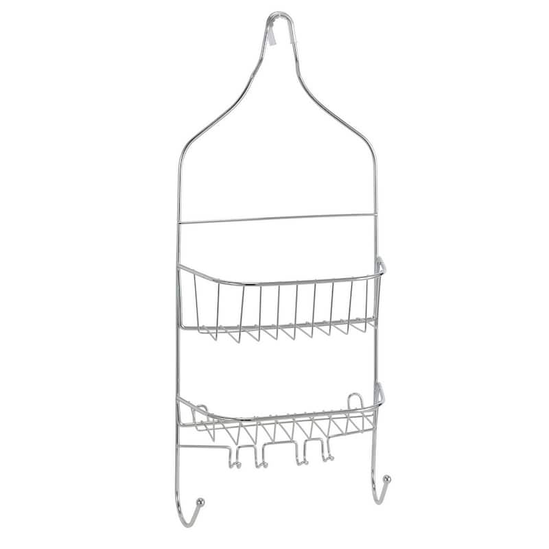 Bath Bliss Shower Caddy In Chrome With Clear Ends - 9" x 4.3" x 21.5"