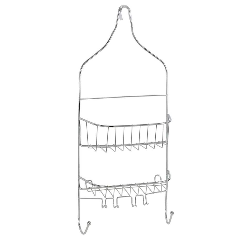 Bath Bliss Shower Caddy In Chrome With Clear Ends - 9" x 4.3" x 21.5"