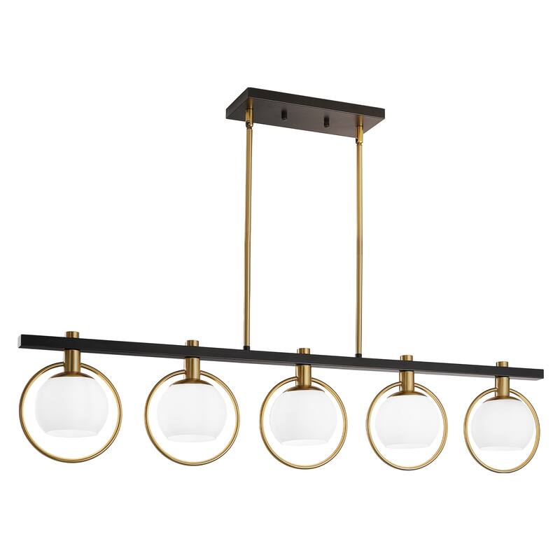 Modern 5-Light Linear Chandelier with Glass Shape