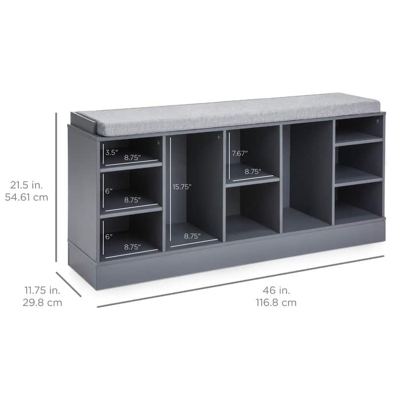 Shoe Rack Bench - 11.75"D x 46"W x 21.5"H