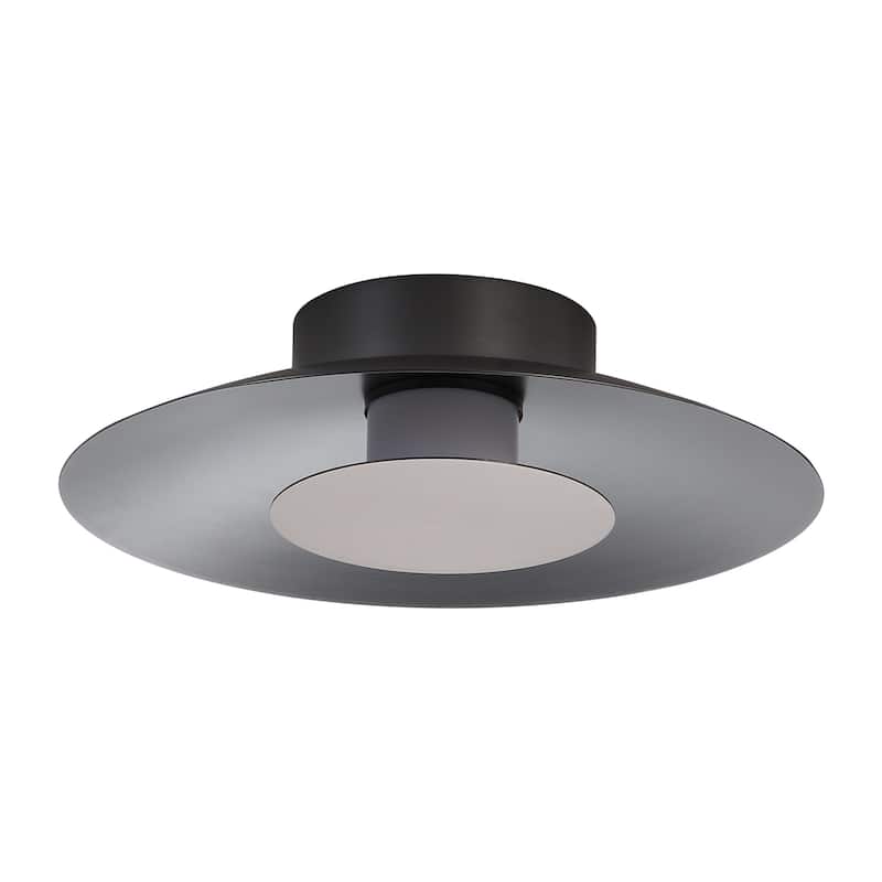 Luma LED Flush Mount - 12" in Graphite with Coffee Silver Shade - Gray