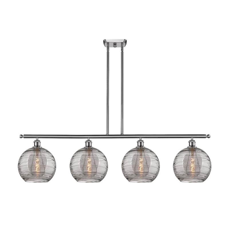 Innovations Lighting 516-4I 12 48 Athens Deco Swirl Chandelier Athens - Brushed Satin Nickel / Light Smoke Deco Swirl