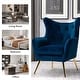preview thumbnail 40 of 108, Eusebio Tufted Velvet Accent Chair with Wingback, Arms, and Metal Gold Legs for Living Room or Bedroom by HULALA HOME