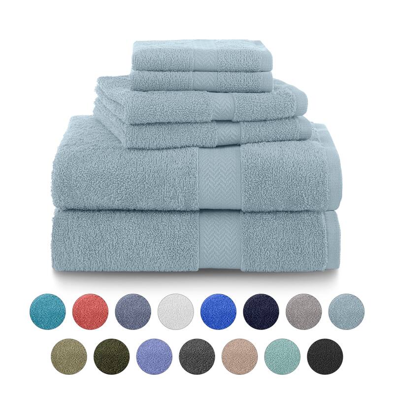 Martex Ringspun Cotton Towel Set Quick Dry Soft Absorbent Lightweight - Soft Blue