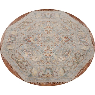 Heriz-Serapi Oriental Octagon Rug Hand-Knotted Wool Carpet - 5'11" x 5'10"
