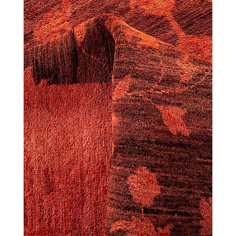 Overton Hand Knotted Wool Vintage Inspired Modern Contemporary Overdyed Brown Area Rug - 12' 1" x 16' 0"