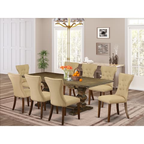 Dining Table set include Rectangular Table and parson chairs - Distressed Jacobean Finish (Finish Options)