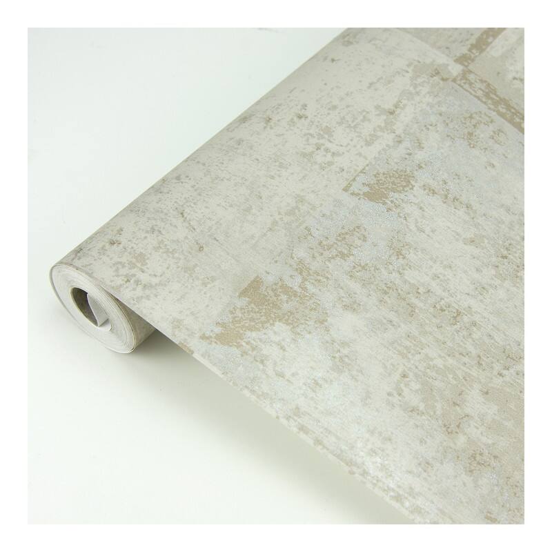 Brewster Vela Taupe Distressed Geometric Wallpaper - 21 x 396 x 0.025