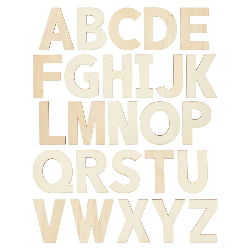 Bright Creations 36x Unfinished Wooden Alphabet Letters Cutout w/ Extra 2 Set Vowels for DIY, 6"