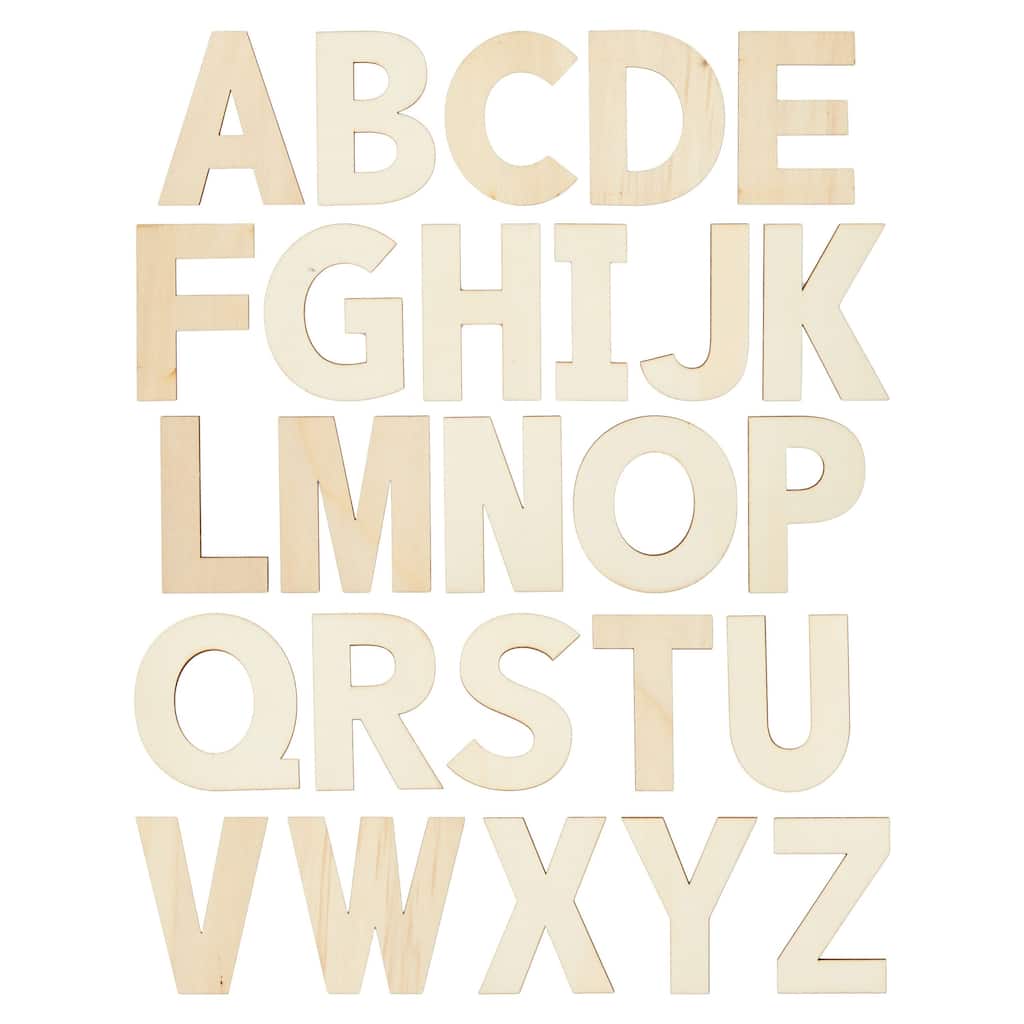 Bright Creations 36x Unfinished Wooden Alphabet Letters Cutout w/ Extra 2 Set Vowels for DIY, 6"
