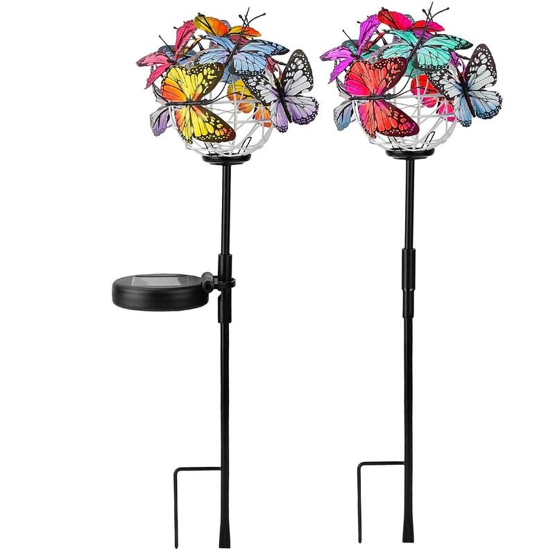 2 in 1 LED Solar Butterfly Garden Stake Lights Bed Bath & Beyond