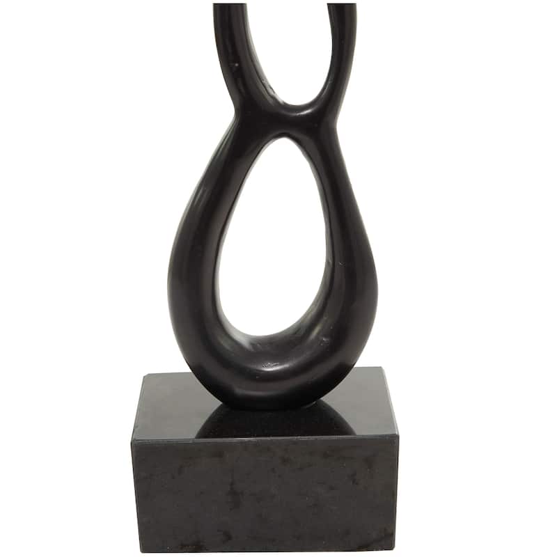 Sleek Aluminum Metal Tall Linked Floor Abstract Sculpture with Black Base - Gold, Silver, Black