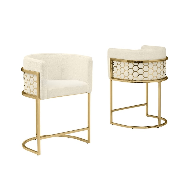 Best Quality Furniture 24" Teddy Fabric Gold Chrome Iron Frame Set of 2. - N/A