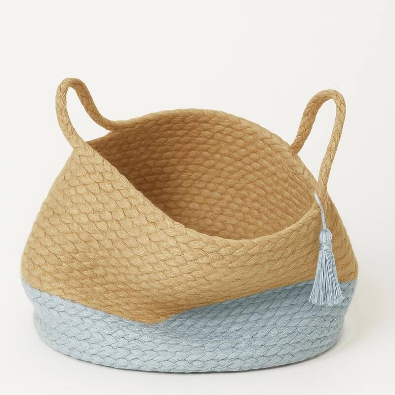 Sevita Two-Tone Handbraided Jute Storage Basket with Handles