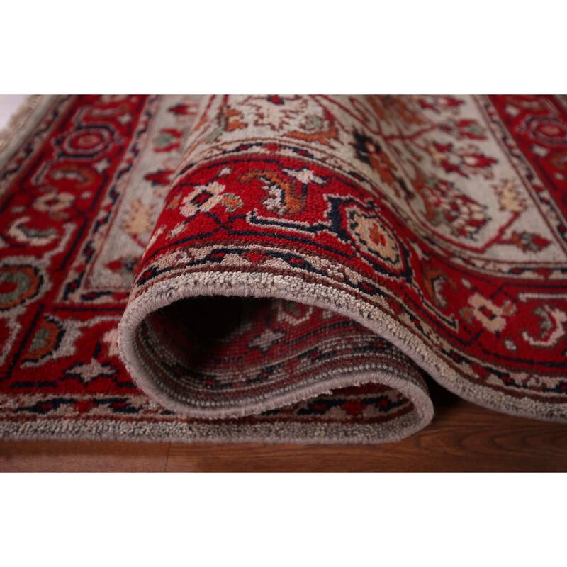 Heriz Serapi Oriental Accent Rug Handmade Wool Carpet - 4'0" X 5'11"