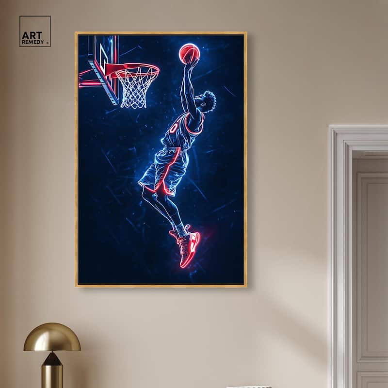 Shoot Some Hoops Neon Canvas by Art Remedy
