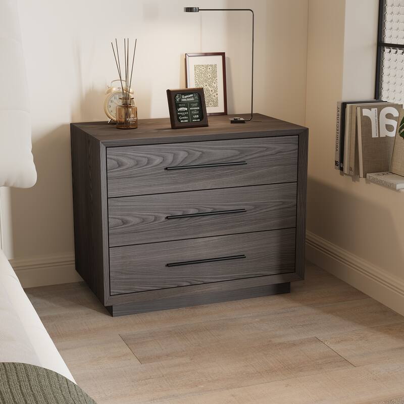 Vintage Nightstand 3-Drawer Bedside Table Cabinet Bedroom End Table