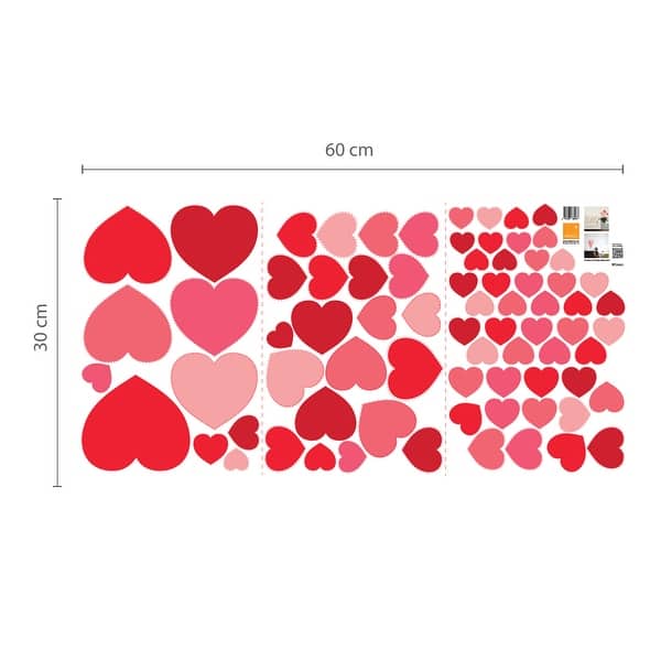 dimension image slide 0 of 2, Walplus Minimal Colorful Hearts Wall Sticker Decal DIY Art Home Decor