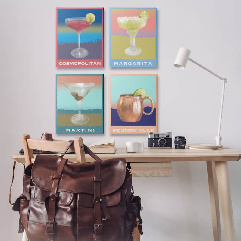 Stupell Cocktails over Muted Landscapes Canvas Wall Art Design By Matthew Piotrowicz (Set of 4)