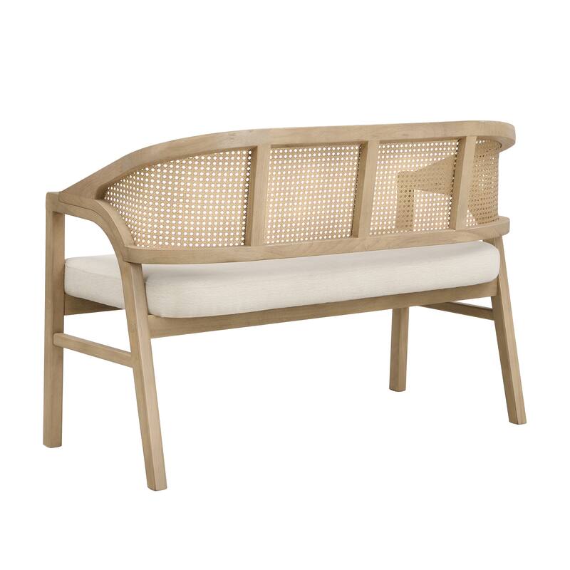 Christopher Knight Home - Curved Rubberwood Cane 46.25" Upholstered Loveseat