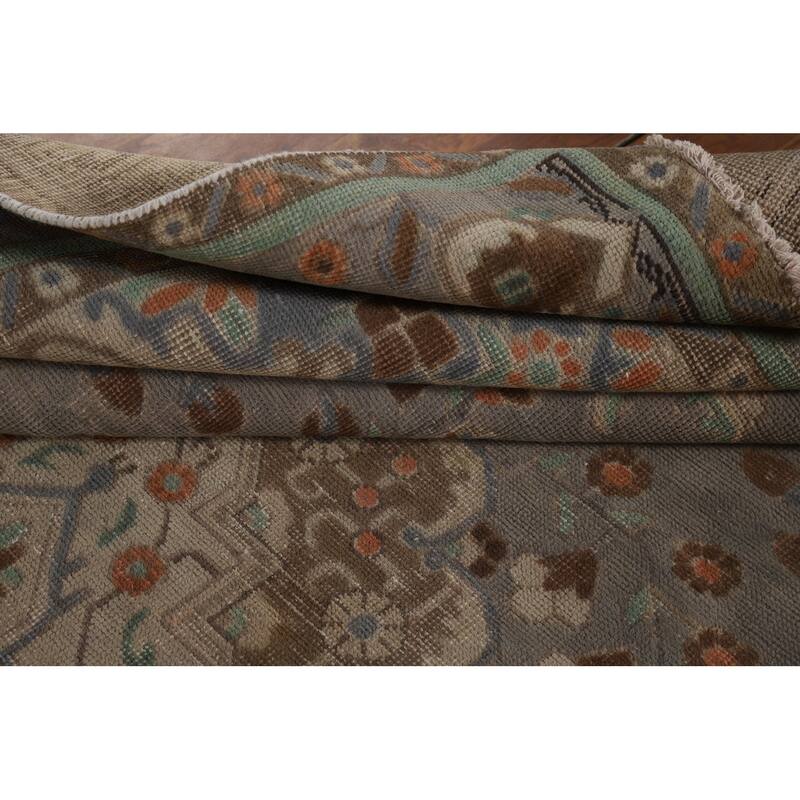 Distressed Grey Tabriz Vintage Persian Rug Hand-Knotted Wool Carpet - 6'7" x 9'4"