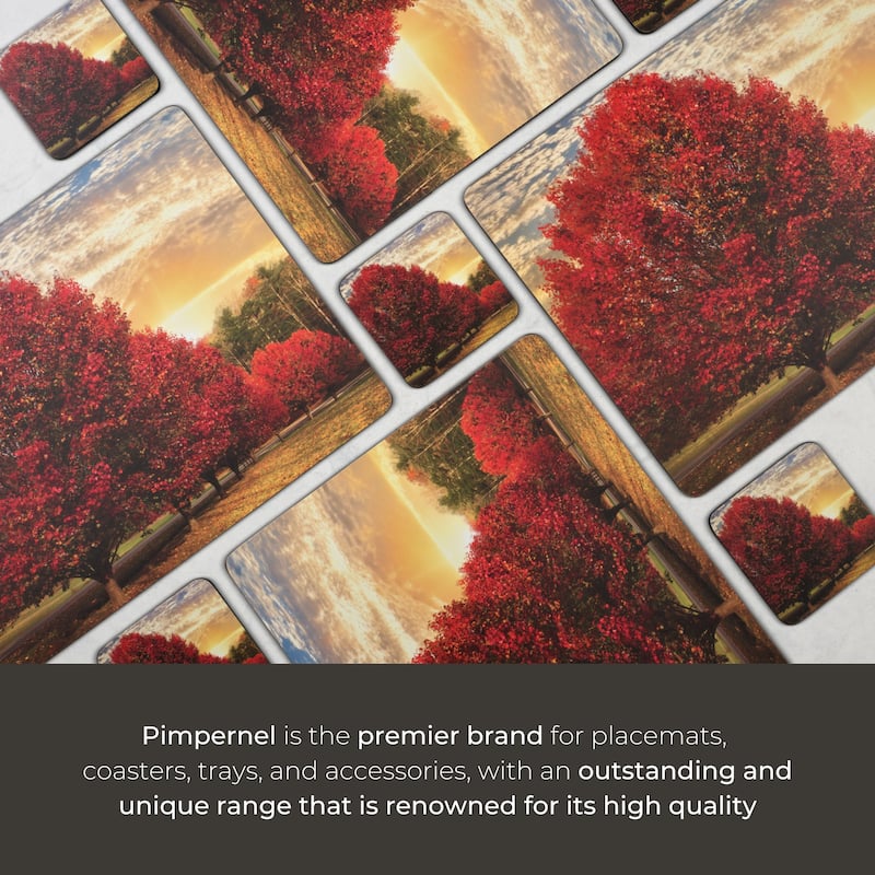 Pimpernel Set of 6 Crimson Trees Coasters - 4 Inches Sq.