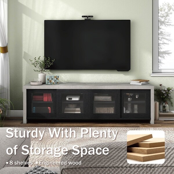 Haylin Contemporary 71-inch Glass Multi-functional Storage TV