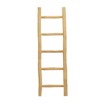 Teak Wood Handmade 5 Rung Ladder - Brown - Roche River Decor