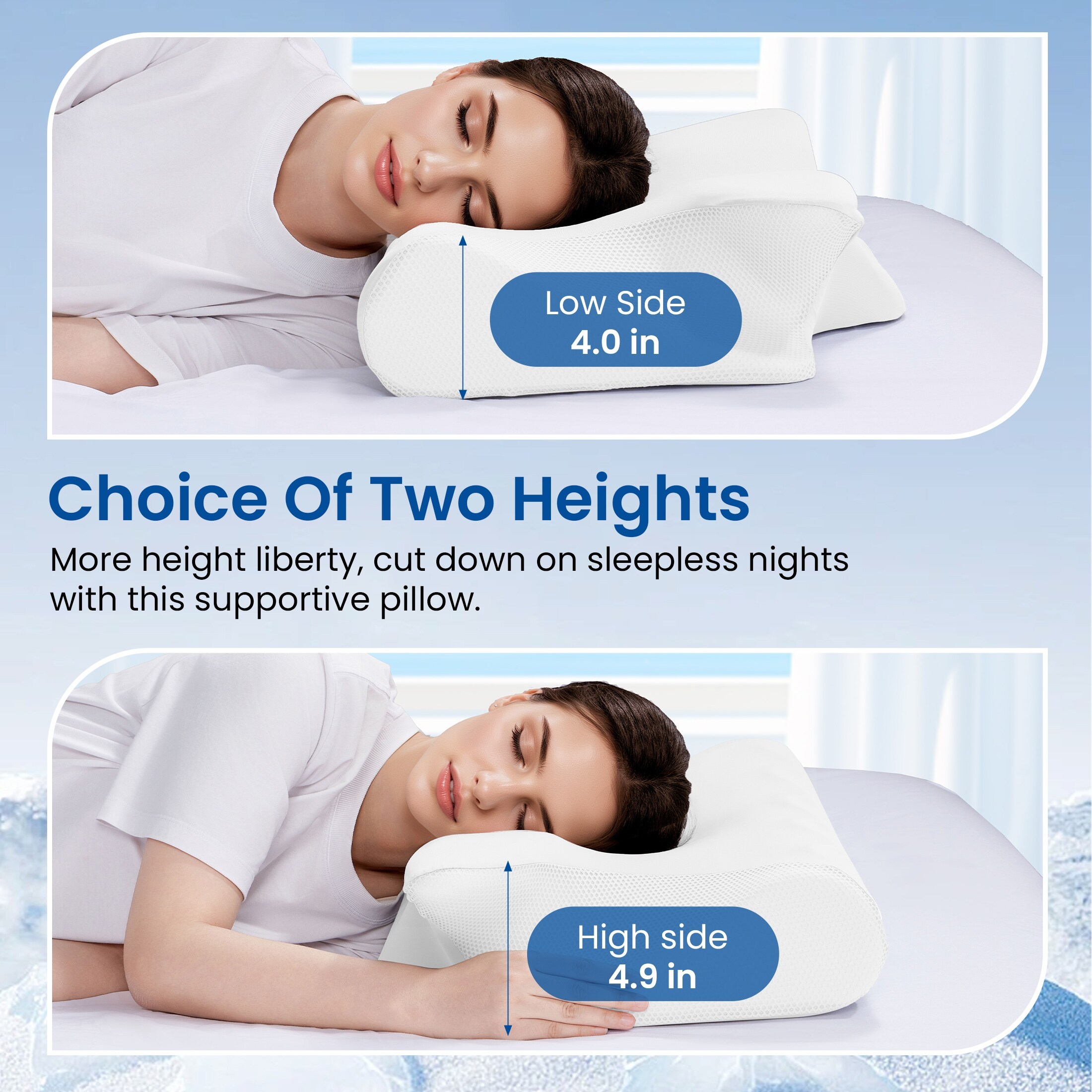 Cooling Memory Foam Wave Pillows, Ergonomic Cervical Contour