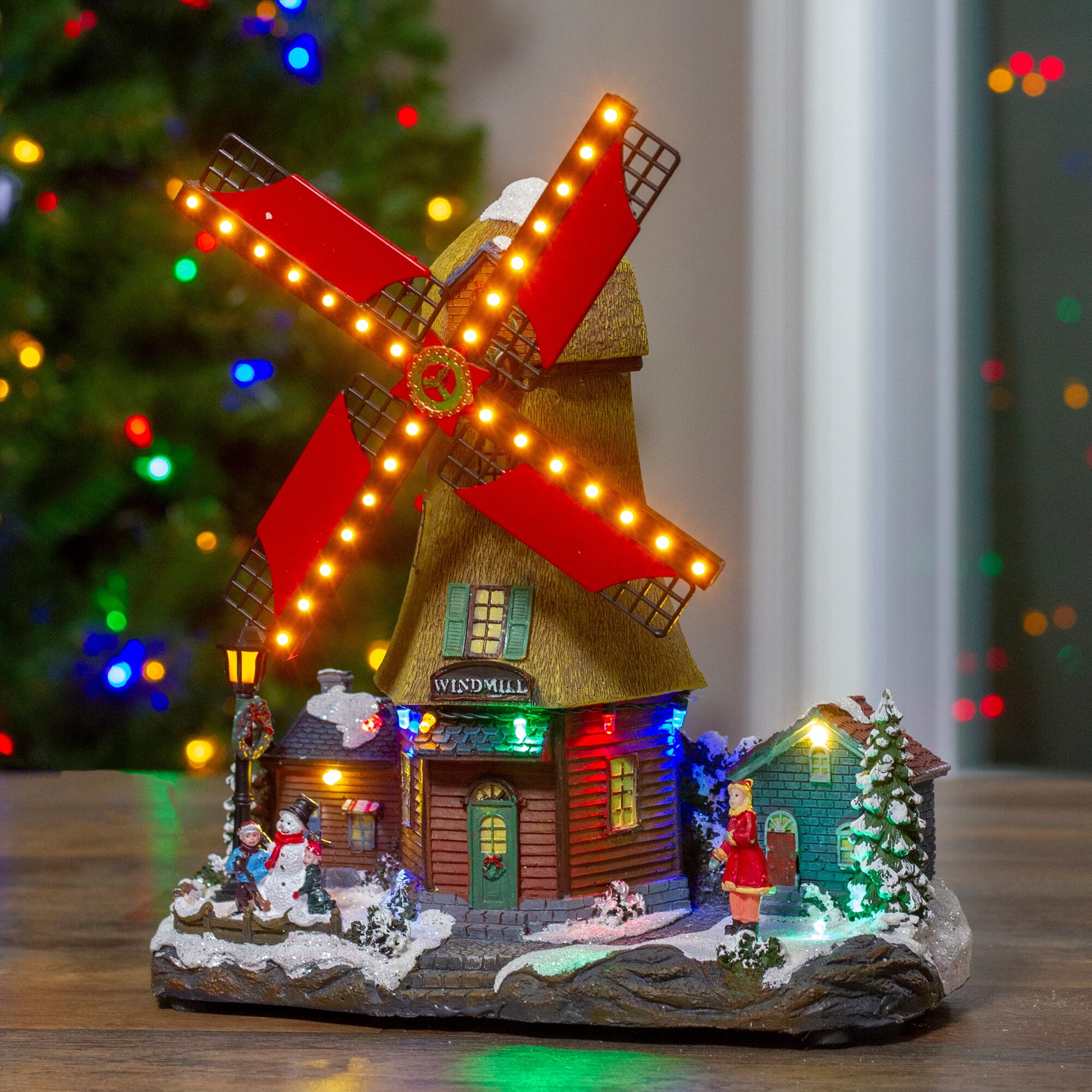 Shop 12 Led Lighted And Animated Winter Windmill Village Scene