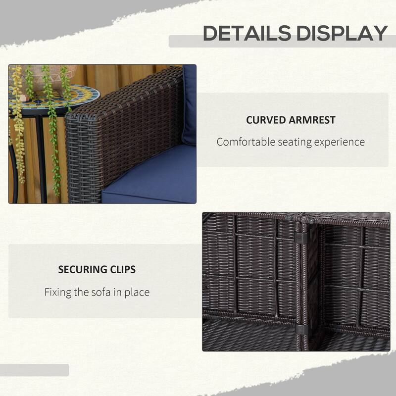 7-Piece Gray Outdoor Rattan Sectional Sofa Set with Washable Cushions, PE Wicker Patio Seating and Steel Frame